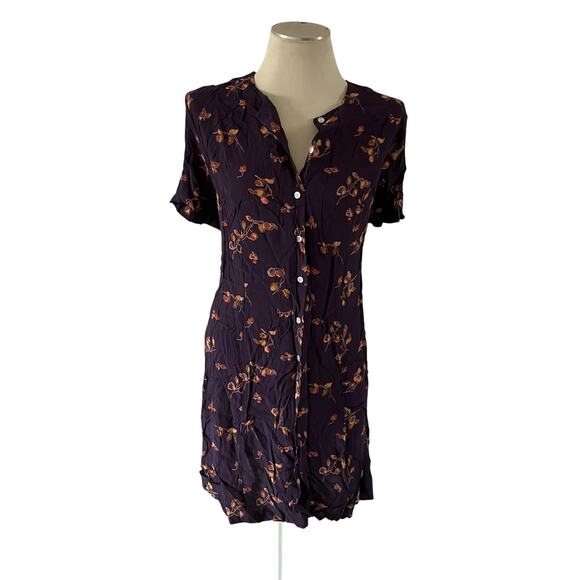 Vtg Y2K 2000s Purple Floral Button Down Cottagecore Fruit Dress Wmns XL - Picture 1 of 8